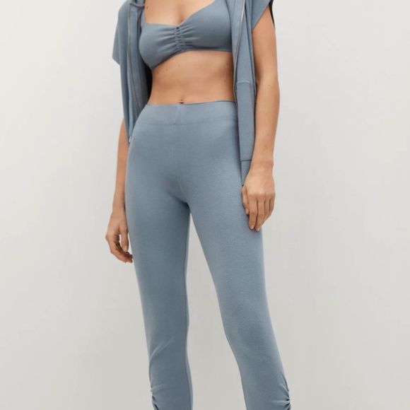 Mango Pants - MANGO BUNDLE Knitted top with ruffle detail & Ruched-detail trousers - NWT (L)